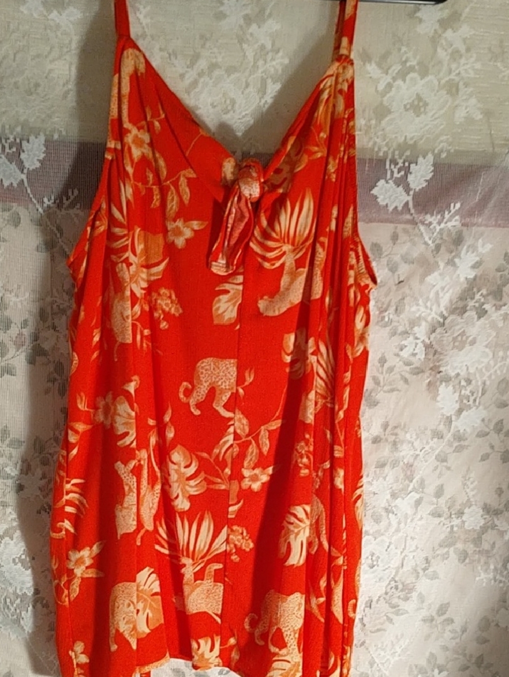 Torrid Red Tropical Animal Print Spaghetti Strap Tank some flare  sz 1